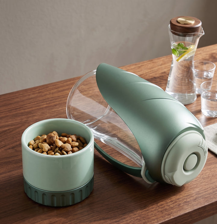 2-in-1 Portable Pet Water Bottle &amp; Food Bow