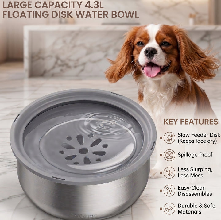 Stainless Steel No-Spill Pet Water Bowl