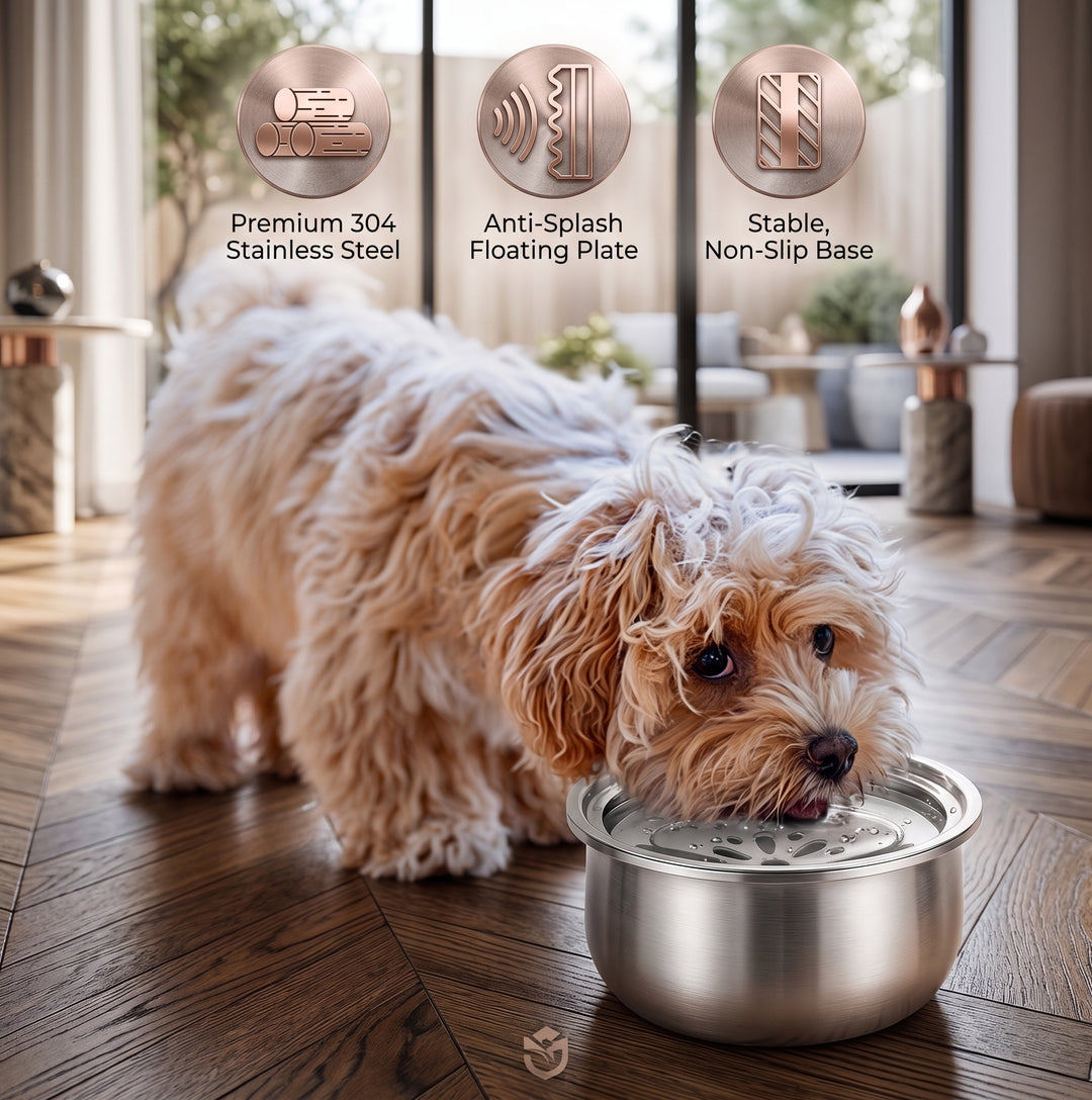 Stainless Steel No-Spill Pet Water Bowl