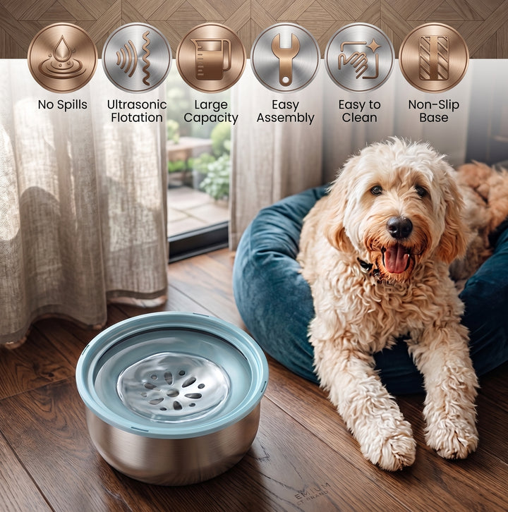 Stainless Steel No-Spill Pet Water Bowl